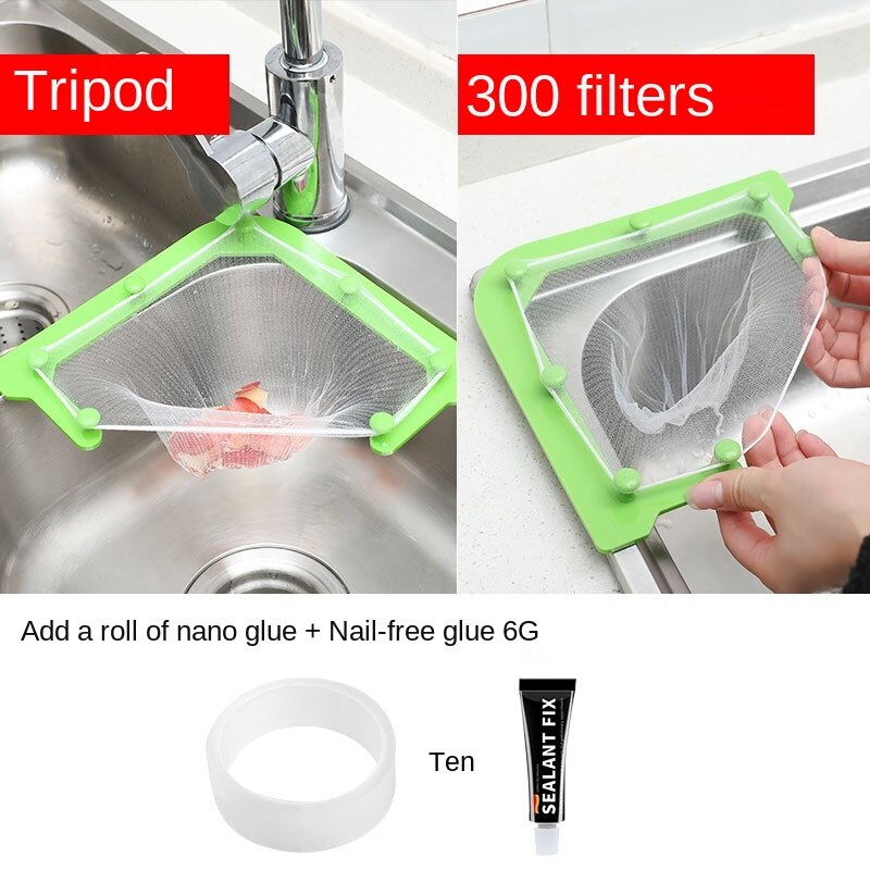 Kitchen Sink Garbage Filter Net Dish Washing Sink Leftovers Disposable Hanging Basket Mesh Inverted Triangle Drain Rack: Nickel
