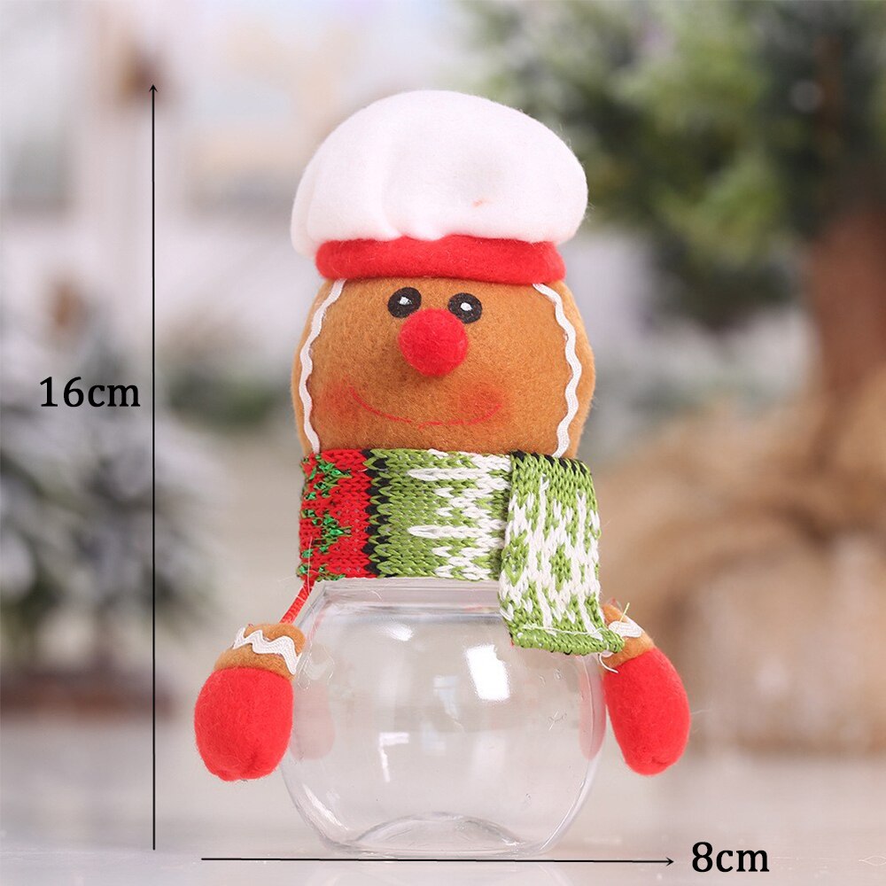 1Pc Santa Claus Snowman Candy Jar Empty Chocolate Cookie Candy Box Storage Bottle DIY Year Christmas Party Kids Navidad: Gingerbread Man