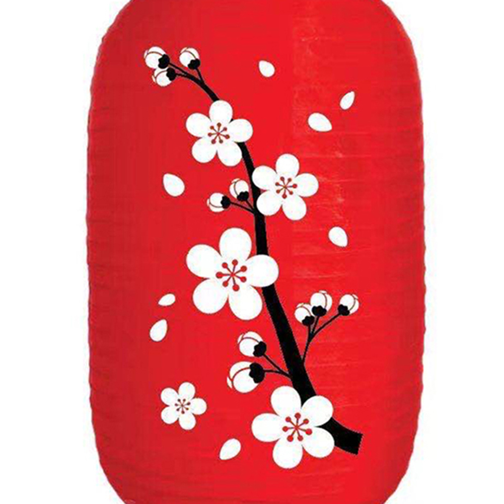 2 st 25cm plommon japansk lykta blomma hängande lykta lampa kinesisk orientalisk långformad tyg lampion kök restaurang inredning