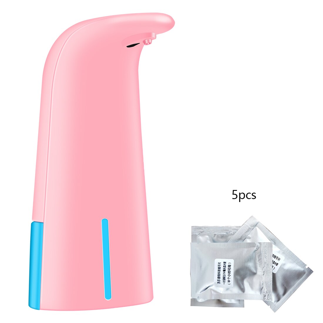 250ML Wall-mounted Washing Mobile Phone Child Baby Soap Dispenser Automatic Induction Soap Dispenser Foam Hotel Hand Sanitizer: Pink Battery and5pcs