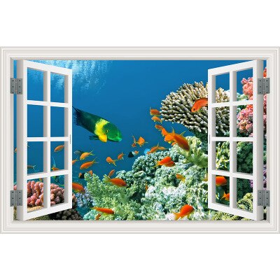 Nature Landscape Flowers 3D Window Art Wall Decal Waterproof Removable Wallpaper Scenery Mural Sticker Home Decor Poster: ZN18