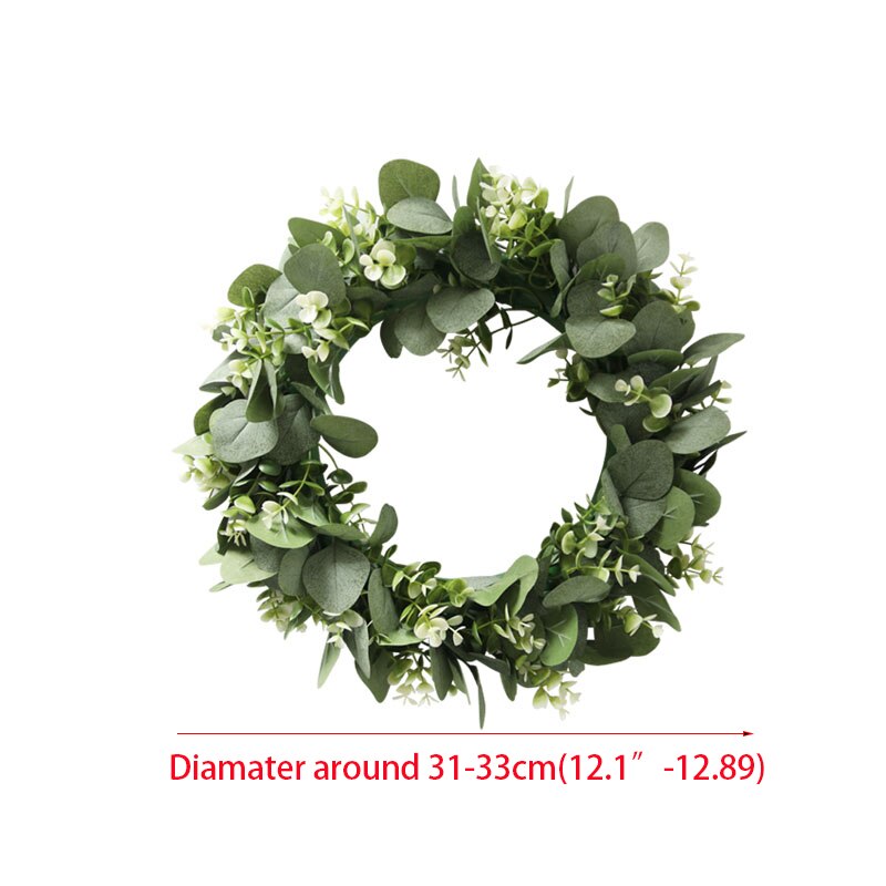 Green Eucalyptus Wreath Artificial Eucalyptus Leaves Wreath Spring Summer Greenery Wreath for Front Door Garden Outside Decor: Deep Pink