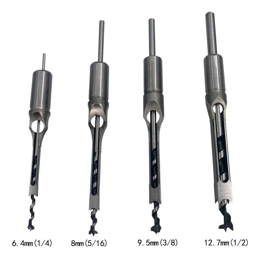 6.4/8/9.5/12.7mm HSS Square Hole Drill Bit Auger Bit Steel Mortising Drilling Craving Woodworking Tools