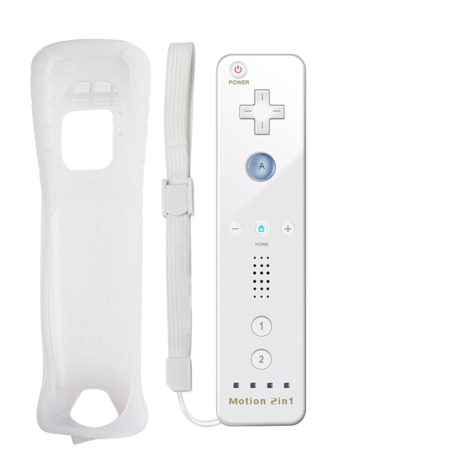 Powtree-mando a distancia y Nunchuck 2 en 1 para Nintendo Wii y Wii U, mando inalámbrico, blanco y negro: White 1