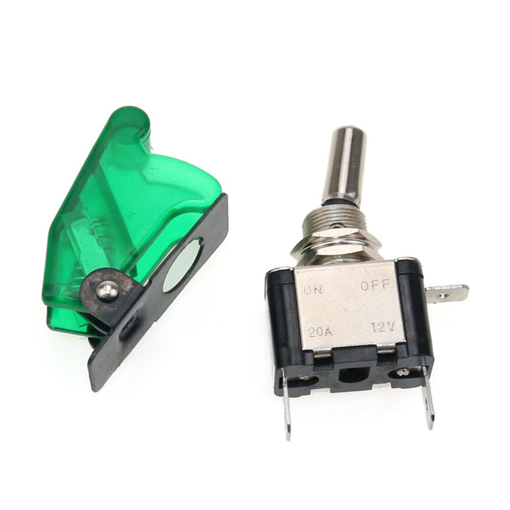 YuXi 1Stck transparent deckel 12V 20A Auto Auto Stiefel Lkw Beleuchtet LED Kippschalter Mit Sicherheit Flugzeug kippen bis Abdeckung Schutz: Grün