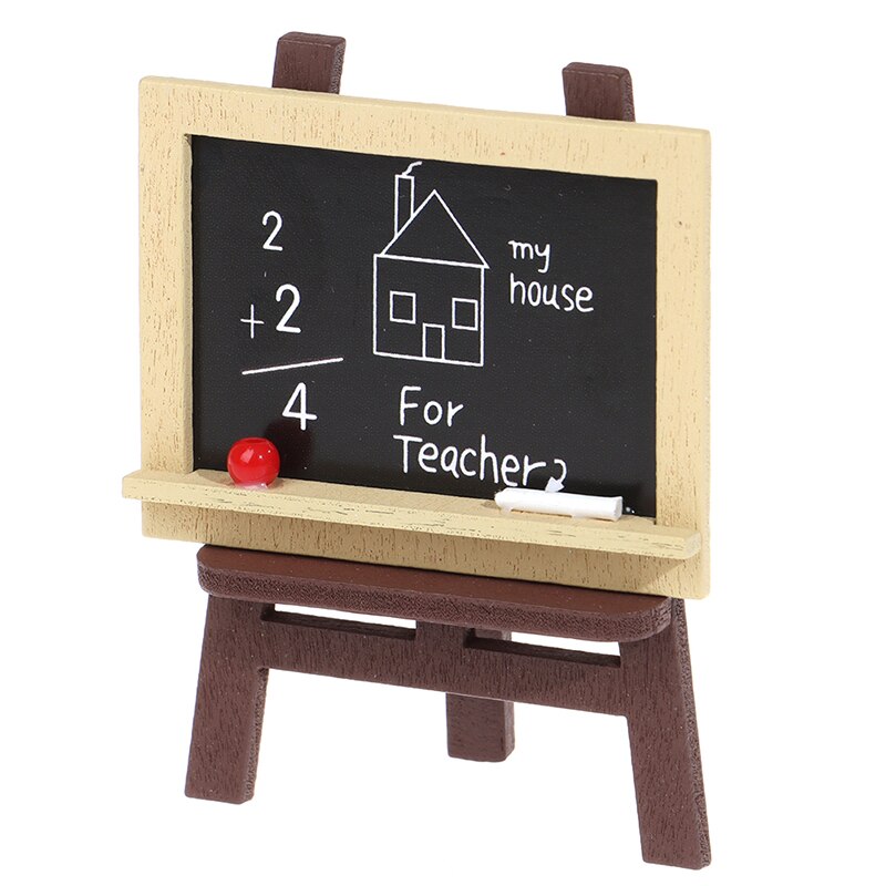 1Set Miniature Blackboard Chalkboard W/ Easel Dollhouse Classroom Accessory