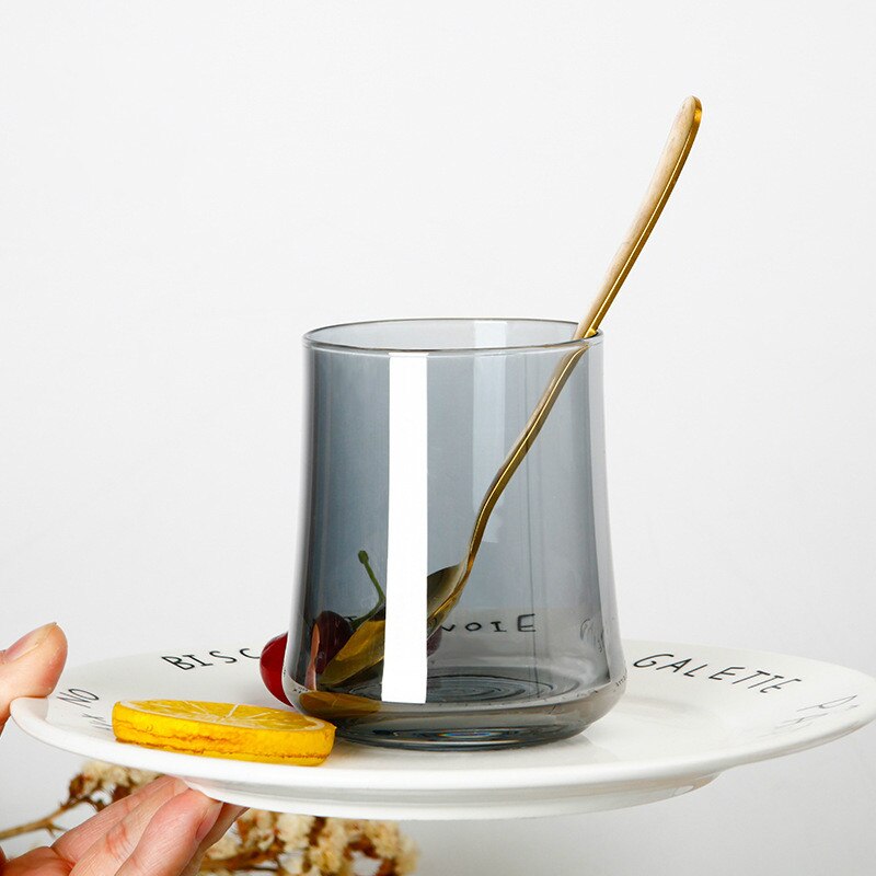 Taza de agua de vidrio Simple para el hogar, vaso de té de Vidrio colorido , bebida fría de jugo, whisky, juego de vino de cerveza