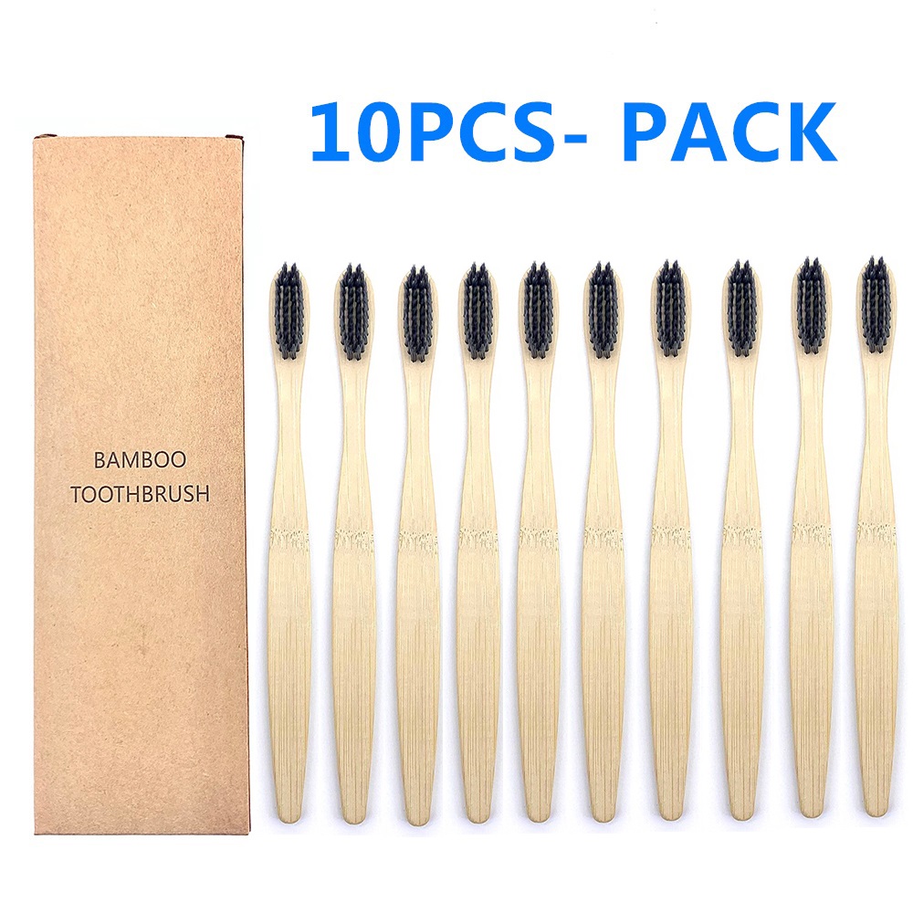 10 pièces brosse à dents en bambou biodégradable dents poils colorés brosse à dents en bambou naturel brosses à dents dentaires Eco Bambou: Orange