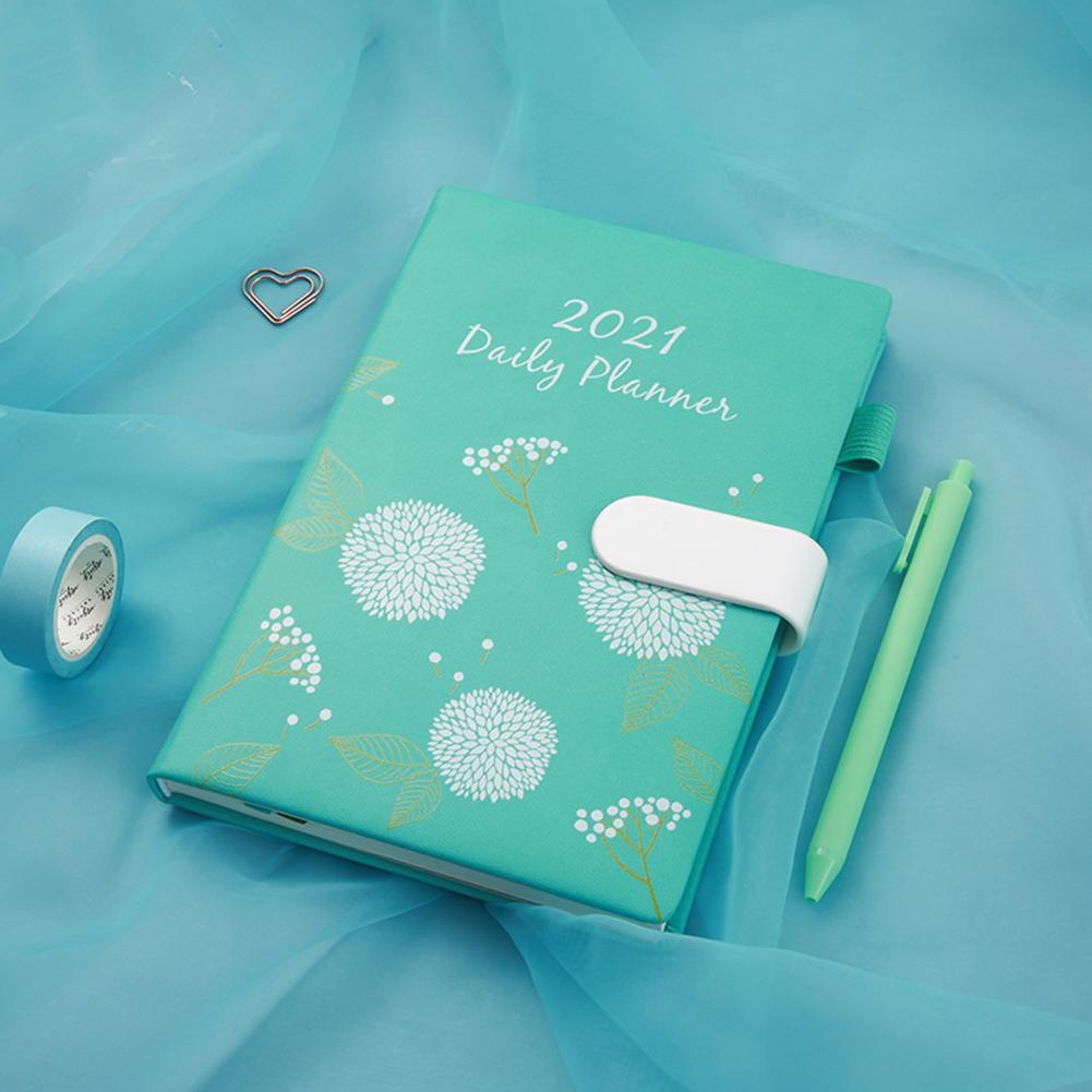 Daily Weekly Monthly Journal Planner Notebook Agenda Planner Plan A5 Notebook Stylish Floral Schedule Office Stationery: Green