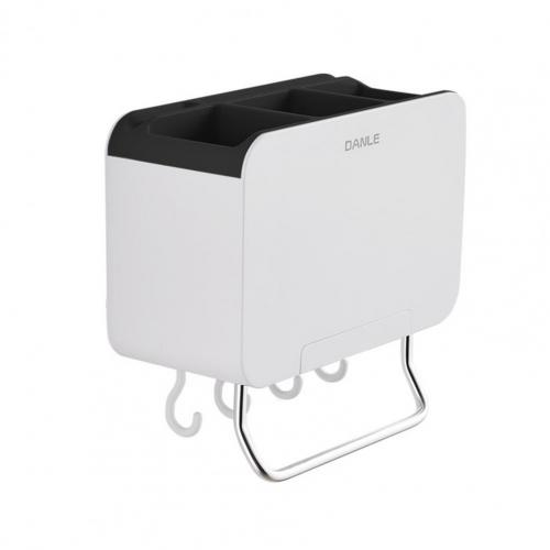 Gebruiksvoorwerpen Organizer Nuttig Bestek Afdruiprek Met Mobiele Telefoon Houder Quick Aftappen Eenvoudig Te Installeren Servies Rack: Black