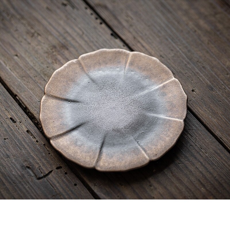 Chanshova chinese retro-stijl handgemaakte aardewerk kleine theekop schotel onderzetter theeservies accessoires theeservies china keramiek  h454: 1