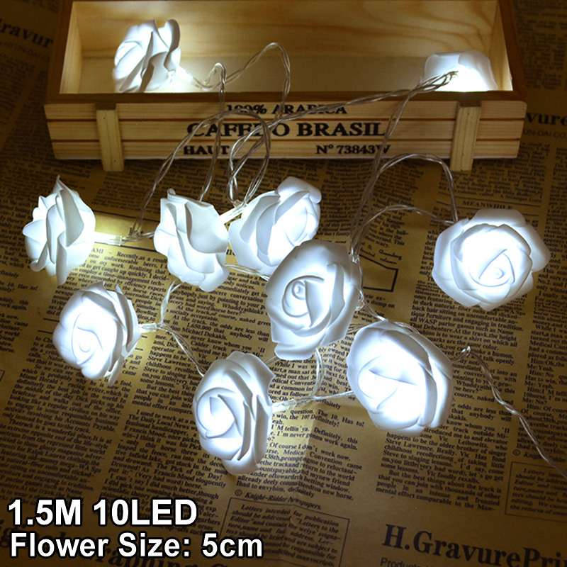 1,5 M 10LED Künstliche Rose Blume Girlande Schnur Licht LED Lichterkette Valentinstag Hochzeit Weihnachten Party Dekorationen: Licht Grün