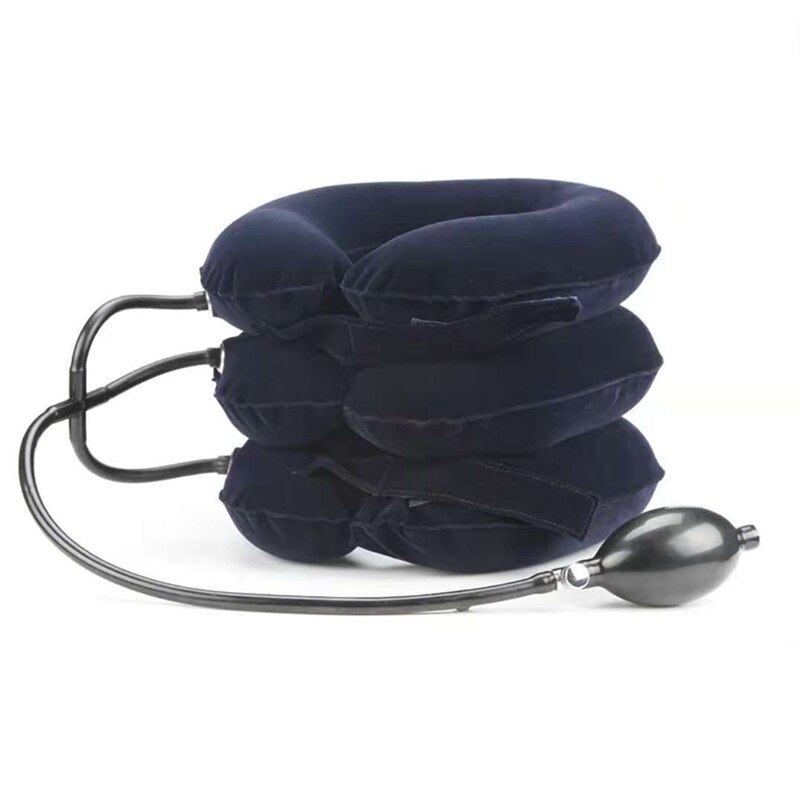 3 Tubes Inflate Air Neck Traction Neck Pillow Inflatable Air Cervical Neck Support Soft Brace Device for Headache Back Neck Pain: full velvet blue