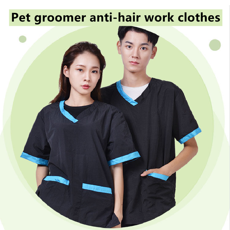Pet Groomer Anti Hair Overalls Pets Shearing Non Sticky Hair Work Clothes Breathable Suit Anti Static Beautician Uniform Y0621
