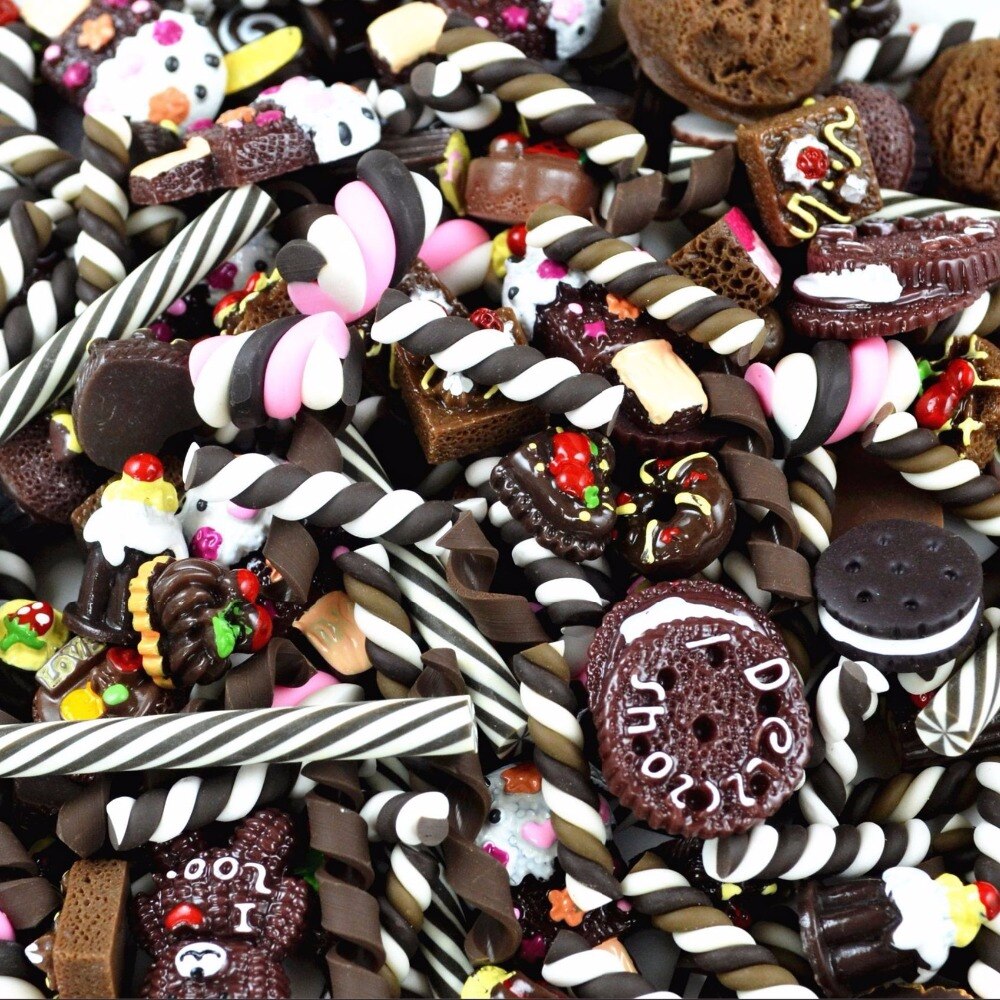 10 teile/los Schleim Charme Kuchen Schokolade Sweets Harz Flatback Schleim Zubehör Perlen Machen Liefert für DIY Scrapbooking Handwerk