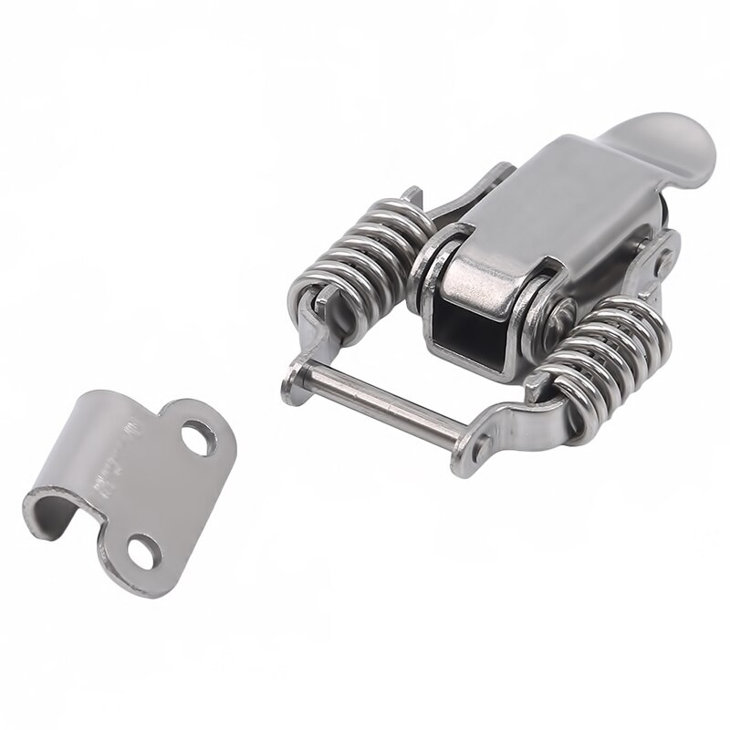 Stainless Steel Double Spring Locking Latch Hasps Chest Toggle Catch Clasp Box Loaded Hinges Furniture Hardware Accessories