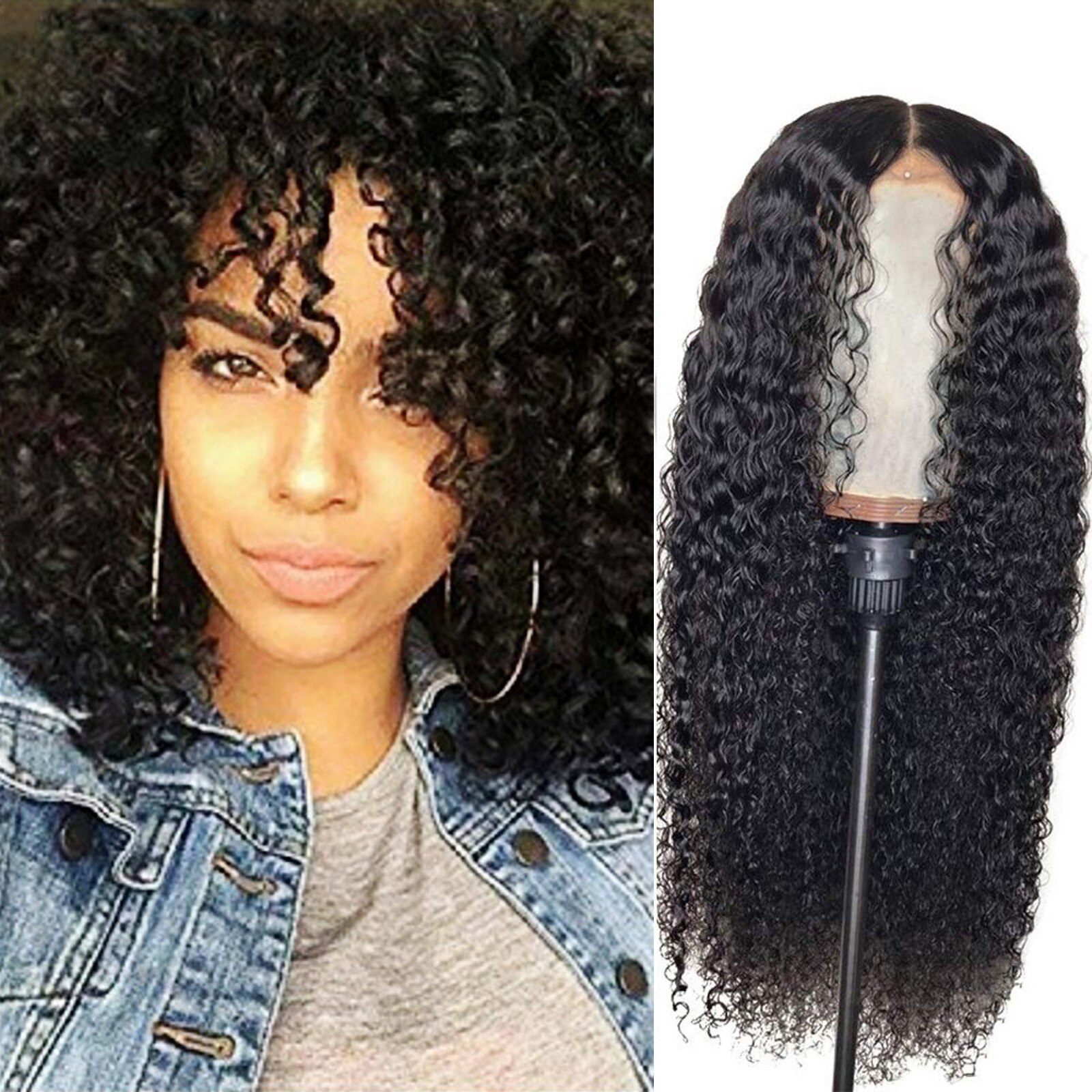 24Inch Krullend Menselijk Haar Pruik Lijmloze Lace Front Menselijk Haar Pruiken Pre Geplukt Gebleekte Knopen 150 250 Polen Pruik remy Haar: H 12in