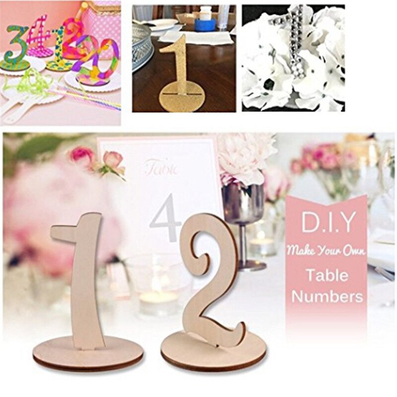 1Pack Anzahl 1-10 Ort Halter Tisch Anzahl Abbildung Karte Holz Hochzeit Party Digitale Sitz Dekoration