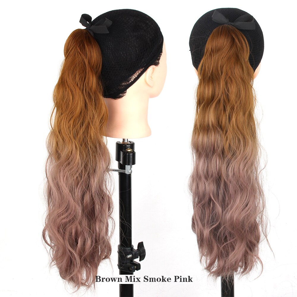 MSTN-Peluca de pelo rizado largo de 60CM, coleta con cola de caballo ombré, horquilla de peluca, extensión de cabello sintético, tocados: T1B / 4 / 30