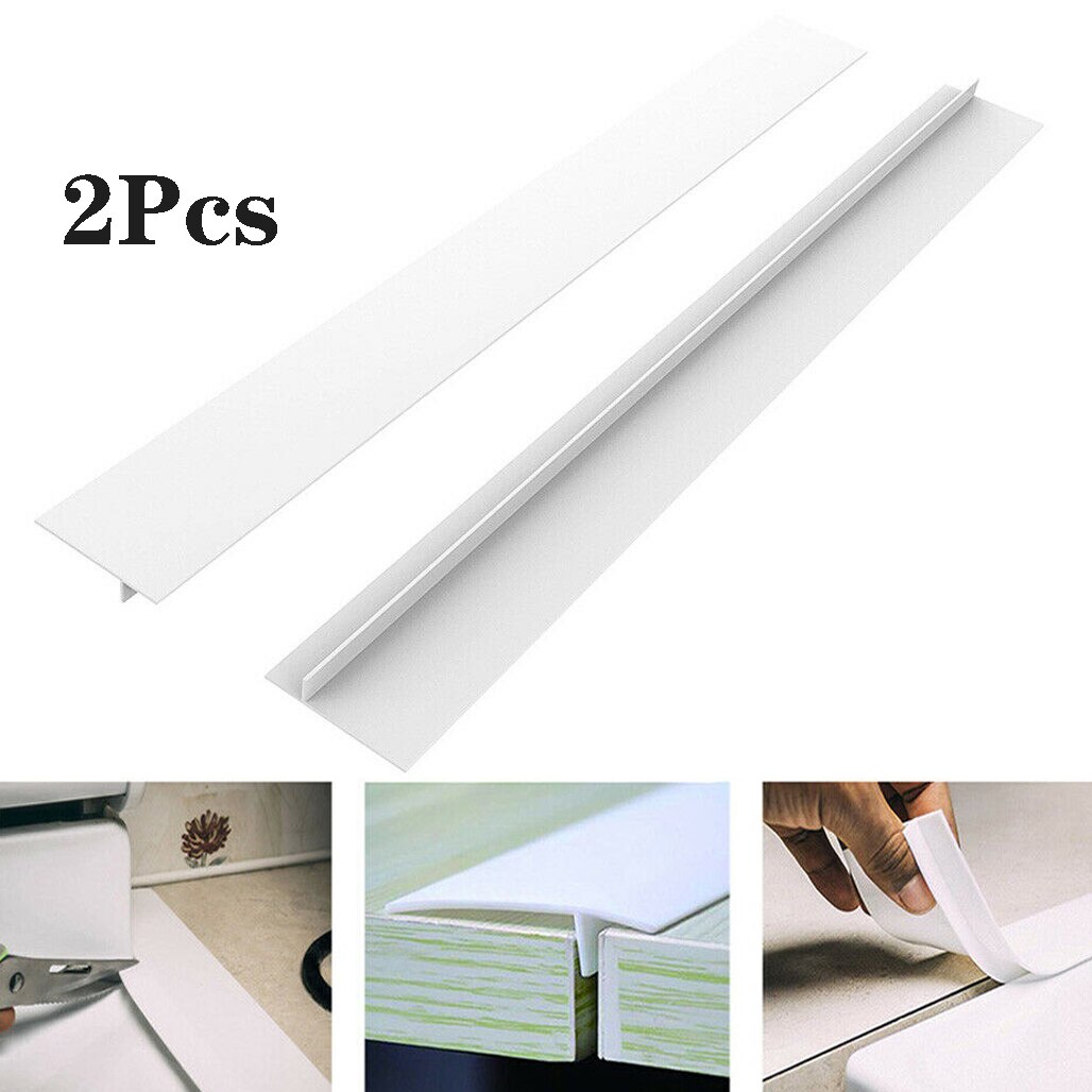 2 Teile/satz Küche Dekor Silikon Herde Zähler Lücke Abdeckung für Herde Arbeitsplatte verschütten Schutz Dichtung Füllstoff Band Aufkleber Hause Dekoration: Weiß / 21 x 2.20 x 0.39 in