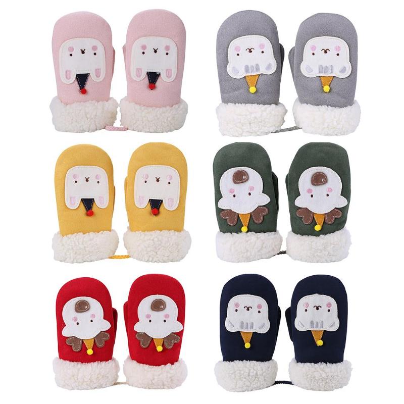 1 paio di Ragazzi di Inverno Guanti Caldi Dei Bambini Di Natale Del Fumetto Guanti Da Sci Addensare Mano Muff Mani di Protezione Del Bambino Guanti e Guanti