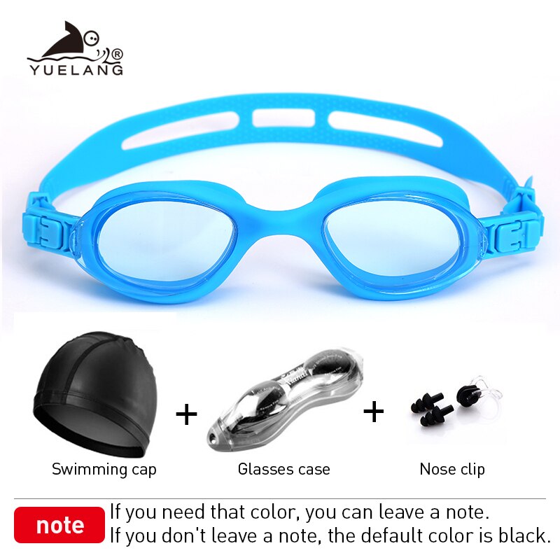 Children Swimming goggles suit Swimming cap nose clip Earplugs silicone Silica gel linkage Swimming eyewear for men: green
