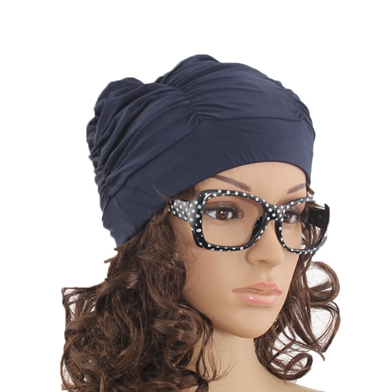 Pleated Cloth Cap Unisex Swimming Cap Soft Drape Elastic For Dreadlocks Long Hair Swim Caps Hat Women Sporty Adult Bathing Caps: C0874-NY