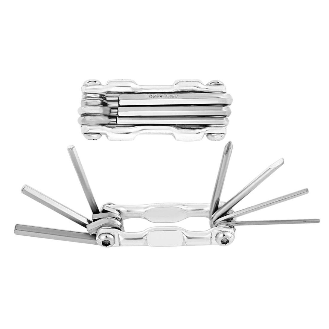 7 in 1 Bike Tools Sets Mountain Bike Cycling Multi Repair Tool Kit Pin Key Carbon steel Pin Wrench For Riders: Silver