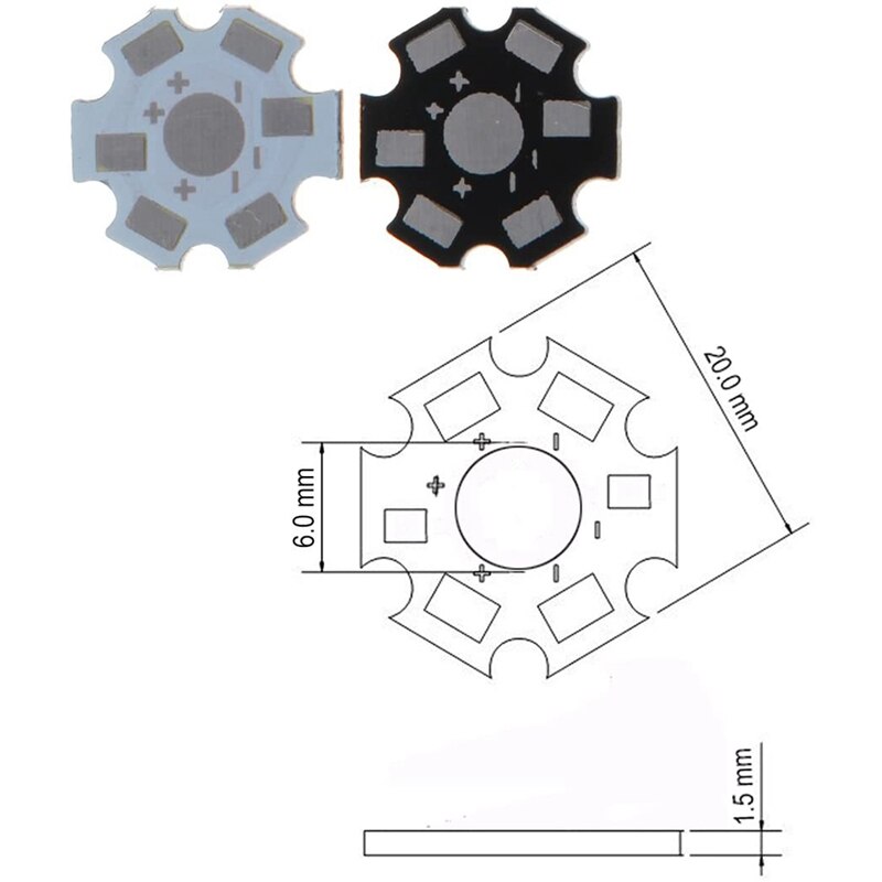 1000Pcs Led 3W Pcb High Power Led Koellichaam Zwart Aluminium 20Mm Bodemplaat Voor 3W led Lamp Verlichting Kralen