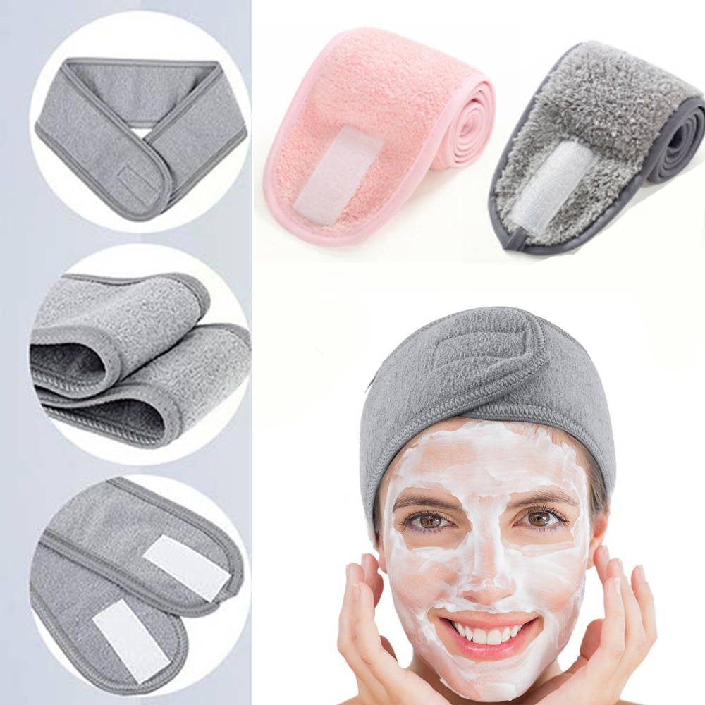 Mjuka kvinnor ansiktshårband sminkhuvud rengöringsduk huvudband sträcka handduk dusch spa kepsar justerbar handduk hår wrap