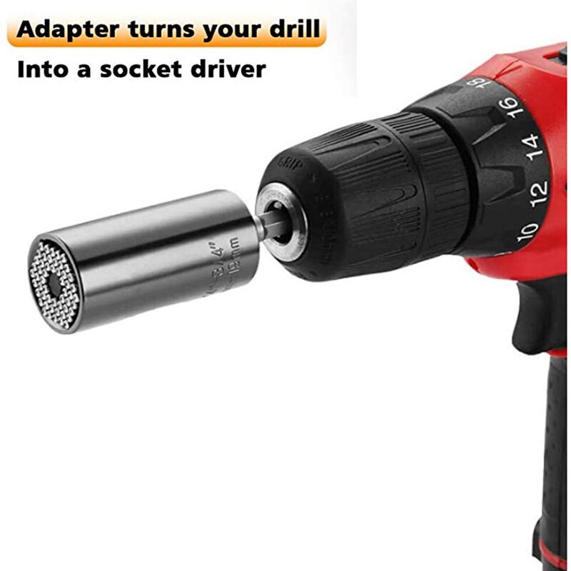 3Pcs Universal Socket (7-19mm) Sockets Tools Multi-Function Wrench Repair Kit with Power Drill Ratchet Wrench