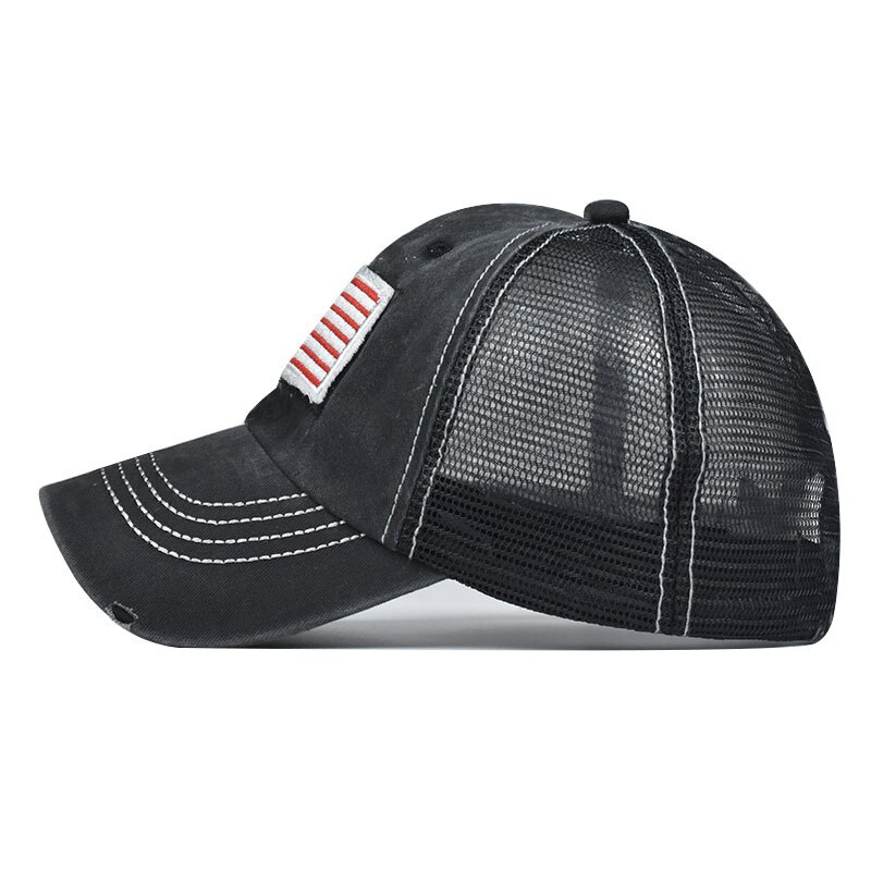 Bomuldsvasket hestehale revet mesh kasket flag broderet baseball kasket hestehale kasket hestehale casquette