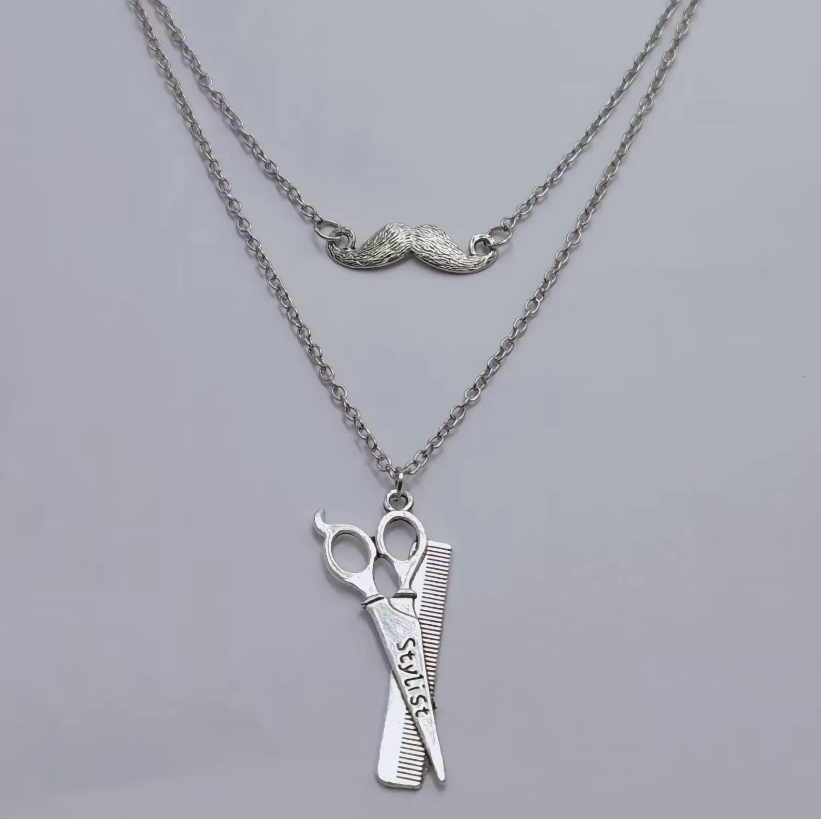 1 unids/lote, tijeras de barba Vintage a la , dijes, colgante, collar, amuleto de protección de buena suerte, joyería