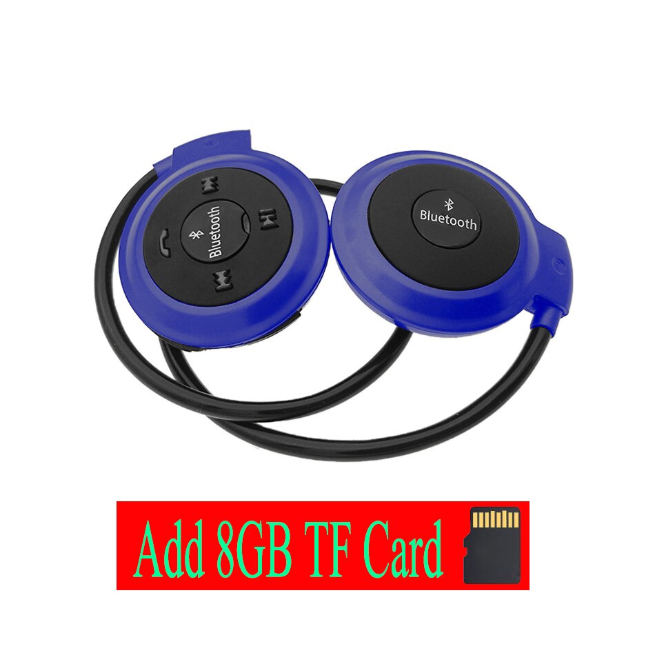 8 Hours Work Strong FM Radio 503 Bluetooth 4.0 Headset Mini 503 Sport Wireless Headphones Earphone + 64GB 32GB 16GB 8GB TF Card: Blue Add 8G TF Card