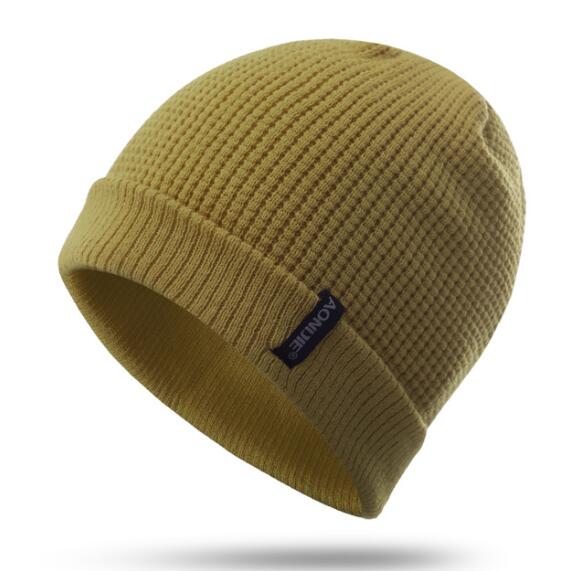 AONIJIE Winter Thermal Sports Slouchy Cuffed Knit Beanie Hat Skull Cap For Running Marathon Travelling Cycling Men Women: M-27 yellow