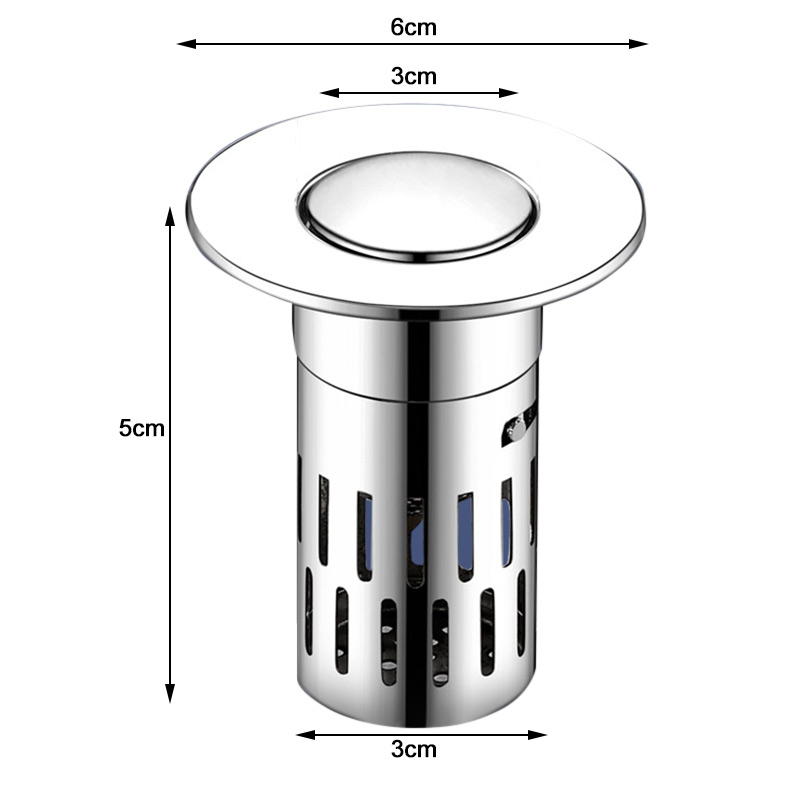 Kit de vidange d'évier de cuisine universel, crépine d'évier, noyau poussoir à rebond, multi-usages, bouchon de vidange de sol: Argent