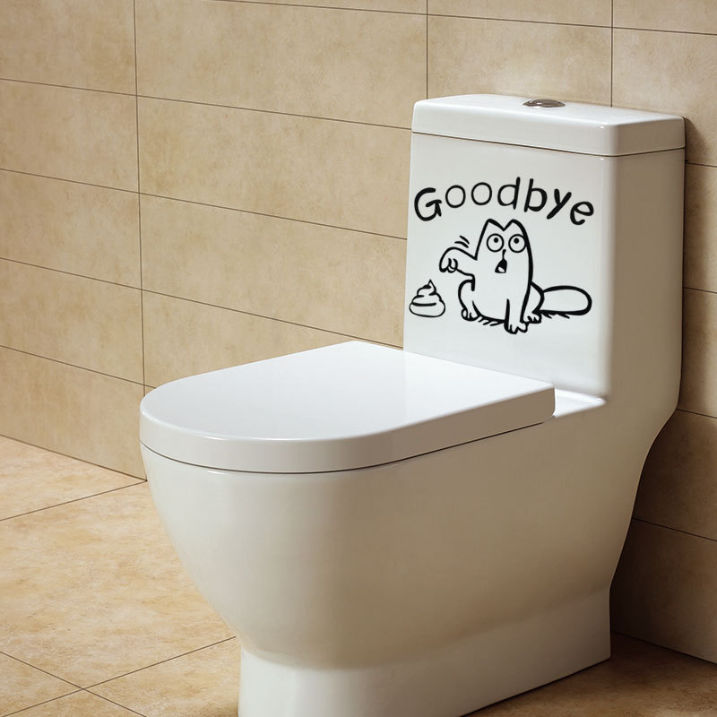 Goodbye Gooi Kat Cartoon Wc Teken Humor Grappige Persoonlijkheid Wc Sticker