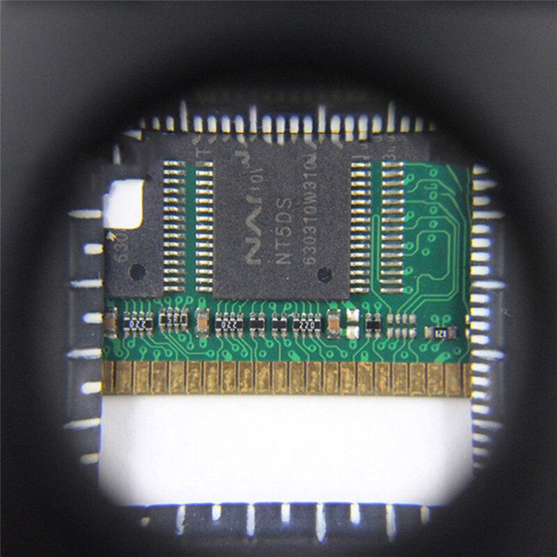 9005D 10x Metalen Bureau 2 Led Vergrootglas Optische Lens Black Opvouwbare Afdrukken Doek Vergrootglas W/Schaal Pointer Loupe