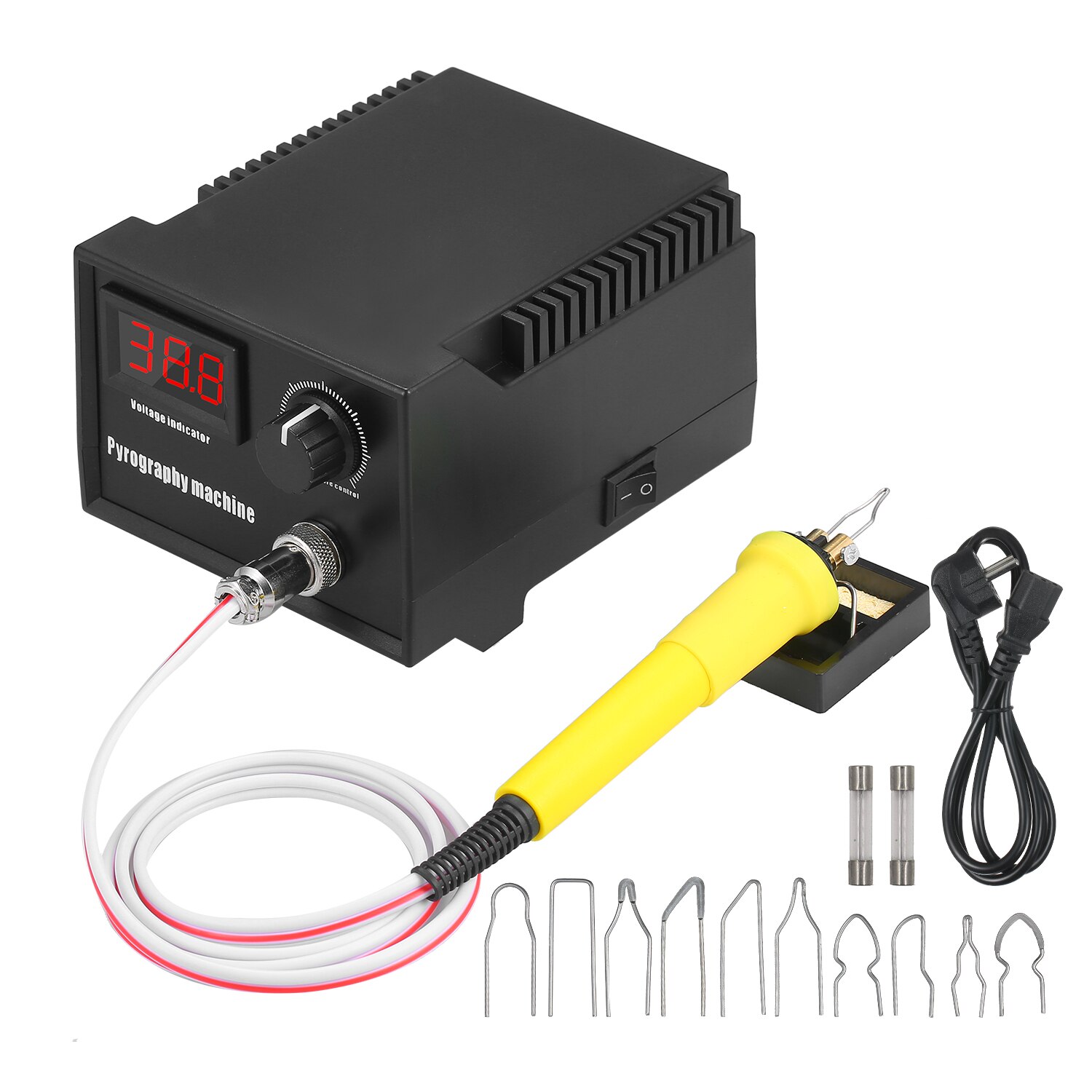 60W 110V-240V 16PCS Woodburner Wood Burning Tool Kit Adjustable 0℃-800℃ Woodburning Pyrography Pen Machine Set: LZ-60H1 / EU