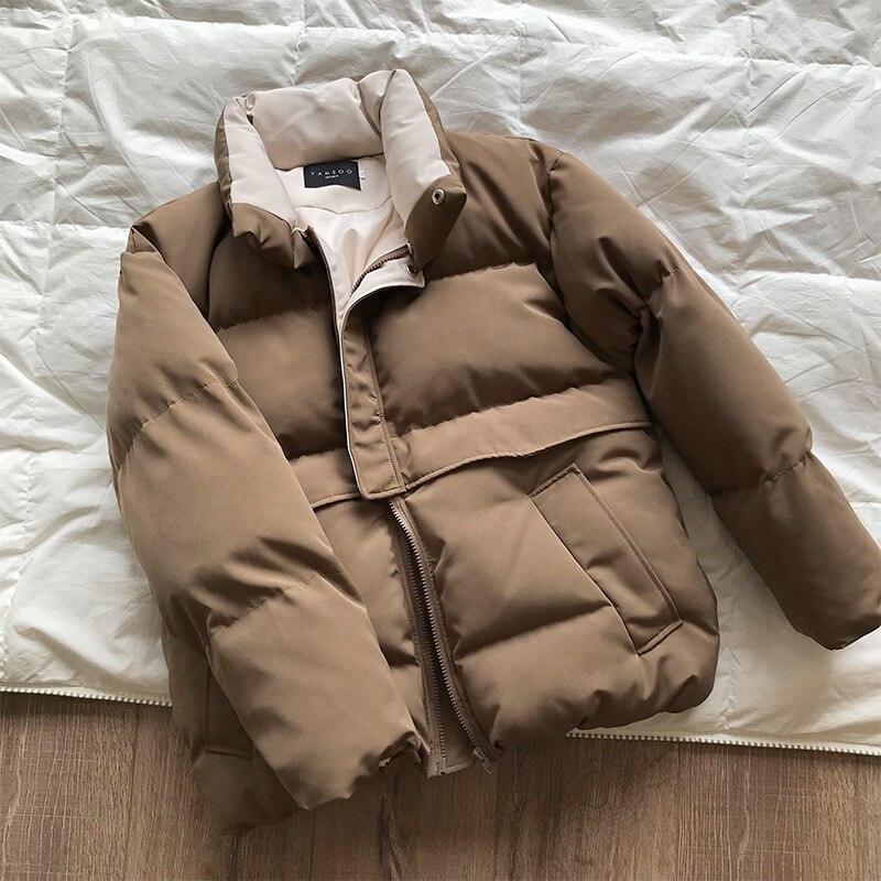 Donsjack Vrouwelijke Jas Parka Vrouwen Winter Jas Parka Dames Losse Opstaande Kraag Dikke Warme Puffer jas Vrouwelijke: Brown / M