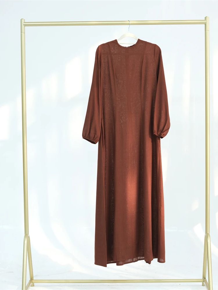 Abaya-Robe musulmane arabe pour femmes, vêtements de prière modestes, caftan Kebaya, robe éducative, Ramadan, Dubaï: M / Marron