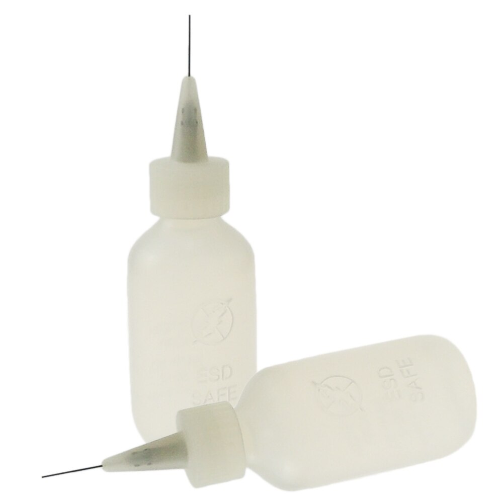 5pcs ESD Antistatische Flux Zachte Fles met Borstel Haar Lijm Plastic 50ml Flux Dispenser met Naalden Cap Flux fles Dispenser