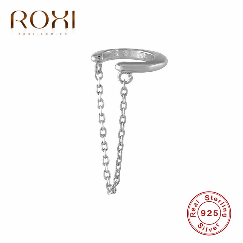 ROXI Prata Esterlina 925 Cadeia de Borla Ear Cuff Clipe Brinco Para As Mulheres Coreano Jóias Indiano Femme 2019 Earcuff Do Punk Longo brinco