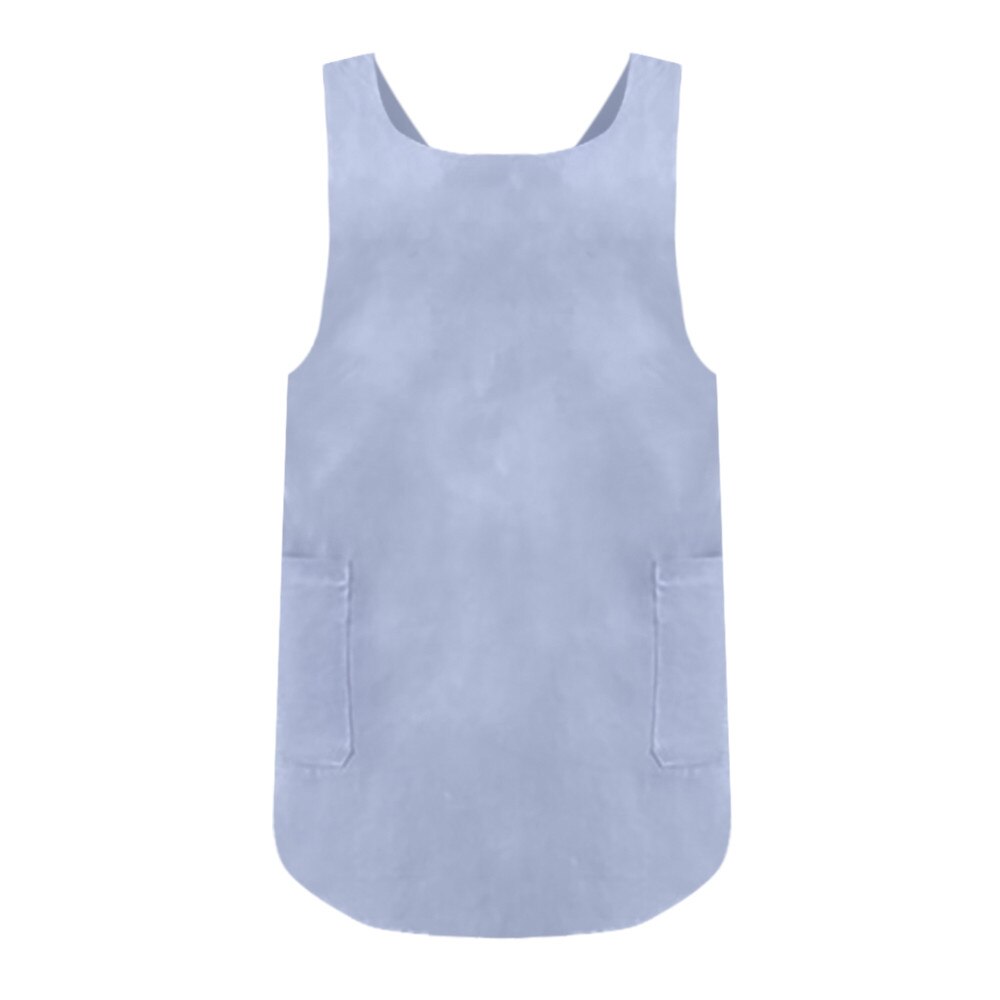 Delantal trasero cruzado de lino de algodón para mujer, delantales japoneses para tareas del hogar Cocina, delantales para mujer impermeables con bolsillo navidad: Sky blue