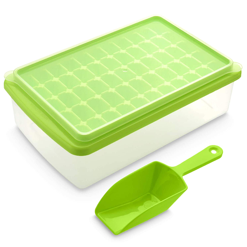 Ice Square Tray with Lid and Bin 55 Mini Nuggets Ice Tray for Freezer Comes with Ice Container, Scoop and Cover: Default Title