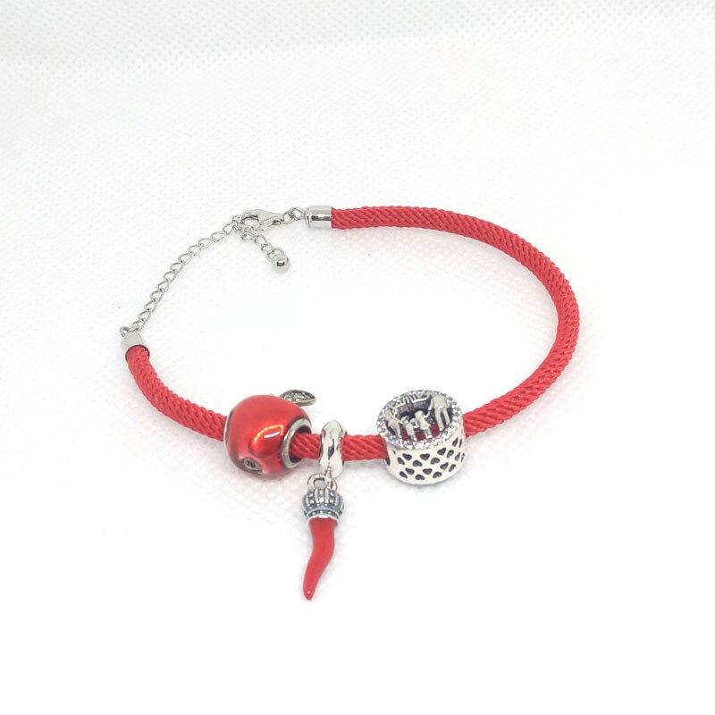 Glück Italienische Horn rot Chili Pfeffer Charme Silber 925 Anhänger Perlen für DIY Original Armbinde Halskette Weihnachten Geburtstag