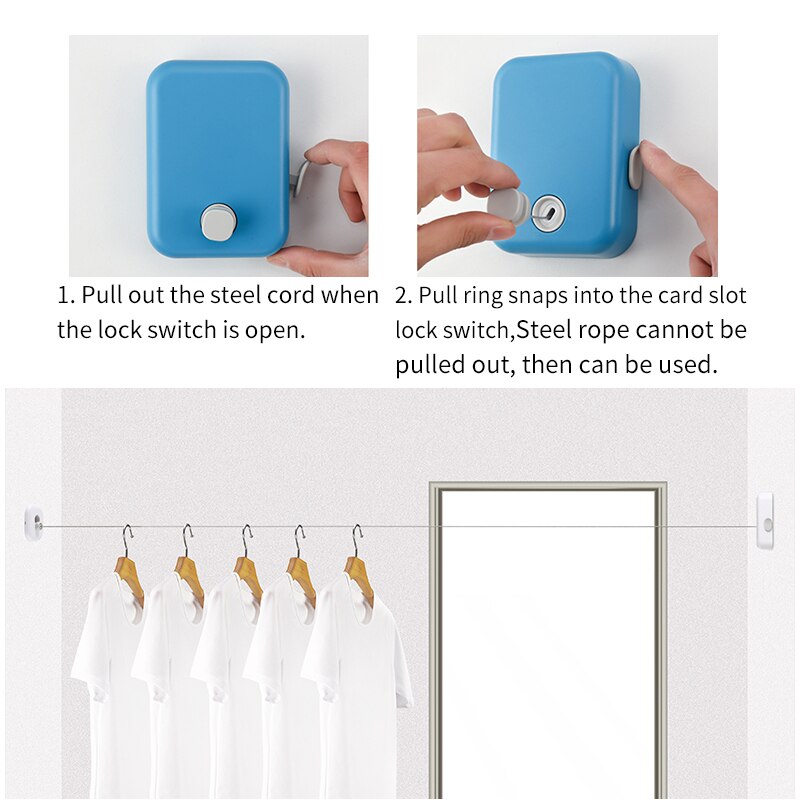 Retractable Clothesline Outdoor Indoor Balcony Clothes Drying Rack Rope Telescopic Stainless String Invisible Clothesline Dryer