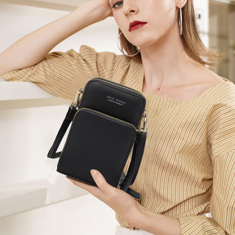 Bolso multifunción para teléfono móvil, bandolera transparente con correa para el hombro, para el pecho, monedero, bandolera de mujer