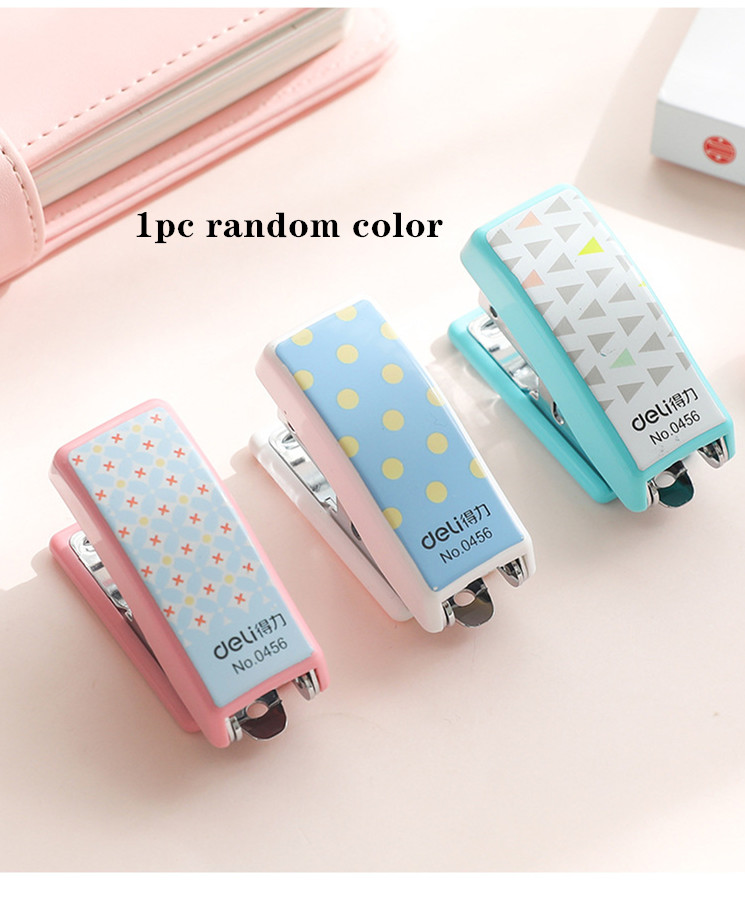Deli set stapler cute cartoon stapler mini small stapler school office student stationery: Default Title