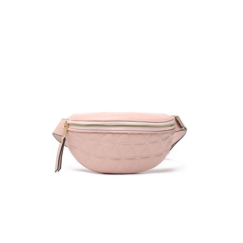 Retro Unisex mujer hombres cintura bolsa riñonera PU bolsa cinturón monedero pequeño teléfono llave bolsa Rojo Negro cintura paquetes: Rosa